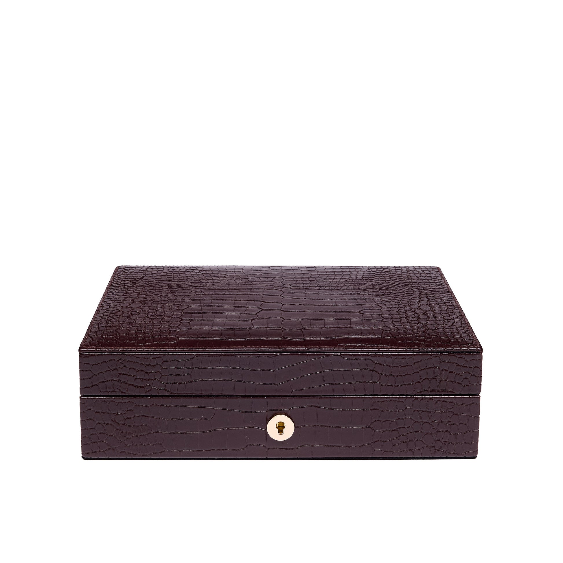 Brompton Brown Luxury Wooden Cigar Humidor, Elegant Cedar Lined Finish