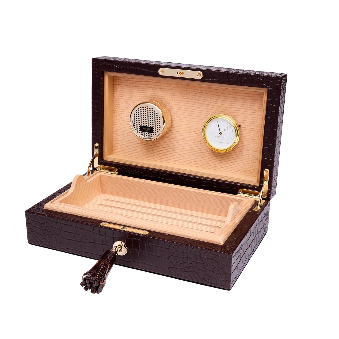 Brompton Brown Cigar Humidor, Premium Cedar Interior Storage Case