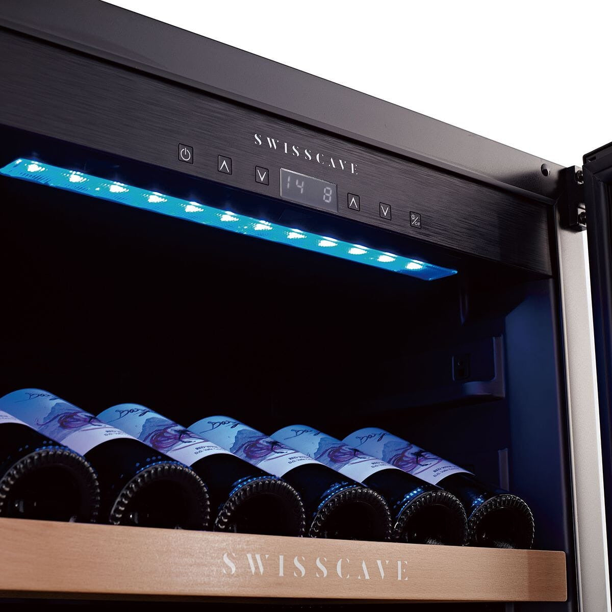 Dual-Zone Wine Refrigerator by SwissCave – Freestanding or Undercounter, 154 Bottles
