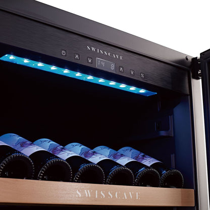 Dual-Zone Wine Refrigerator by SwissCave – Freestanding or Undercounter, 154 Bottles
