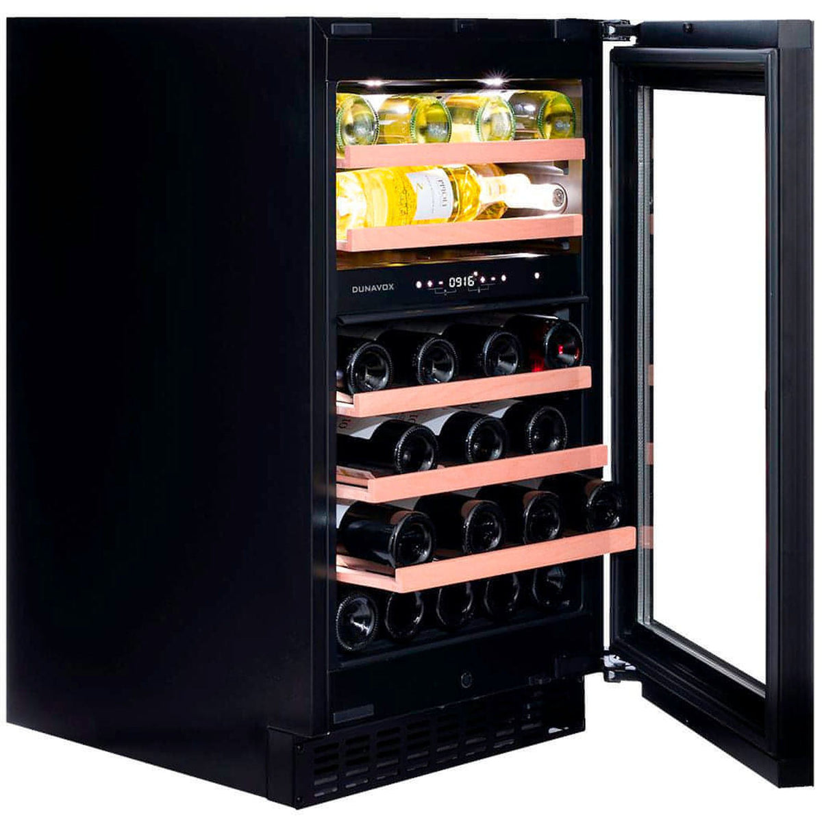 Dunavox 38-Bottle Dual-Zone Wine Refrigerator – Freestanding and Undercounter
