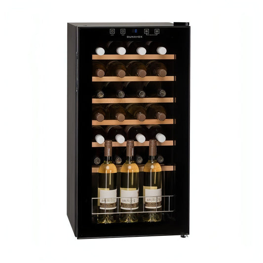 Dunavox Single-Temperature Wine Cooler – Freestanding or Undercounter, 28 Bottles
