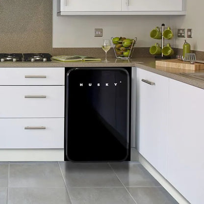 Husky 112L Black Retro Fridge: Single Temperature Undercounter