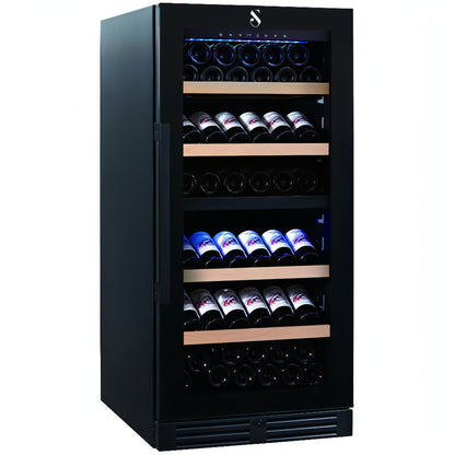 SwissCave 107-Bottle Wine Fridge with Dual Temperature Zones