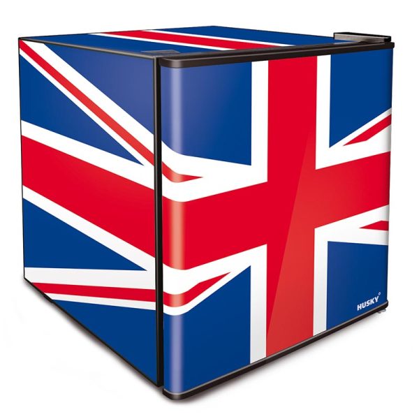 Husky Union Flag Mini Fridge 40 Can Capacity, Freestanding Drinks Cooler