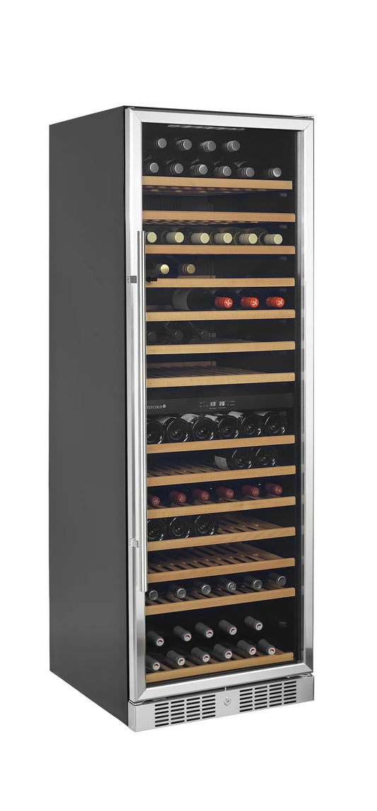 Tefcold Dual-Temperature Freestanding 163 Bottles Black & Stainless Steel Wine Cooler