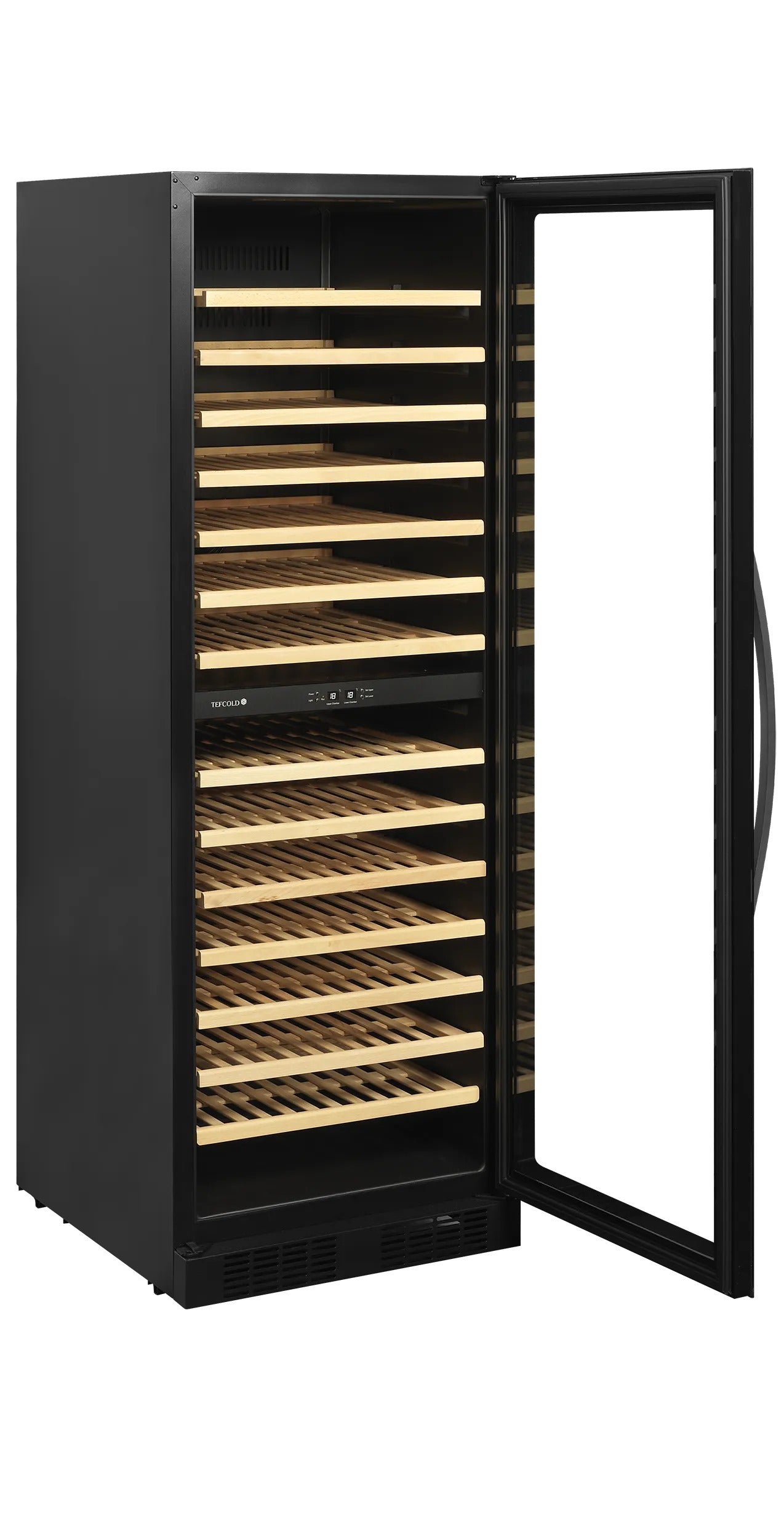 Tefcold Dual-Temperature Freestanding 163 Bottles Black Wine Cooler