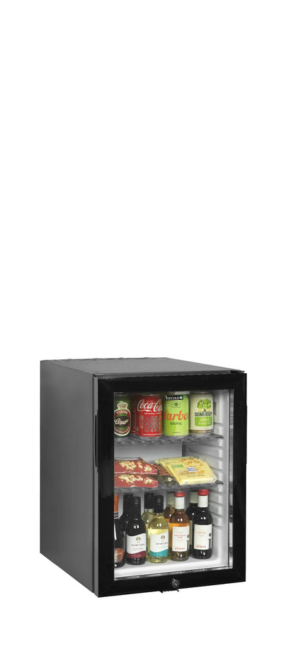 Tefcold Single-Temperature Undercounter 40 Cans Black Glass Door Minibar