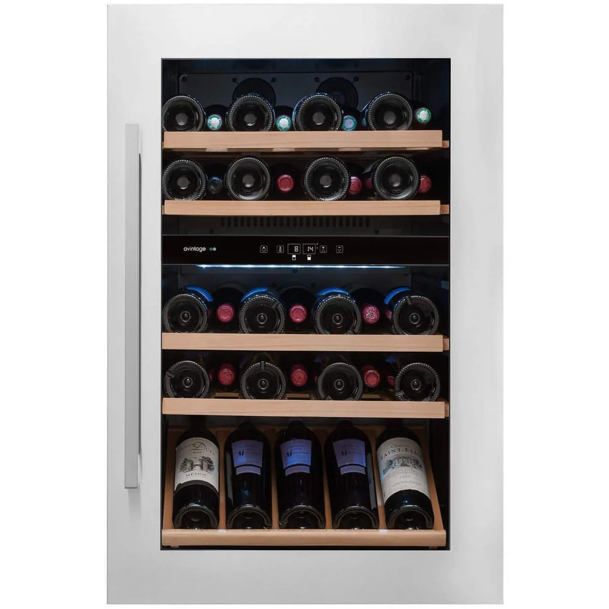 Avintage Dual-Zone Wine Cooler with 52-Bottle Capacity, Integrated/In-Column Style